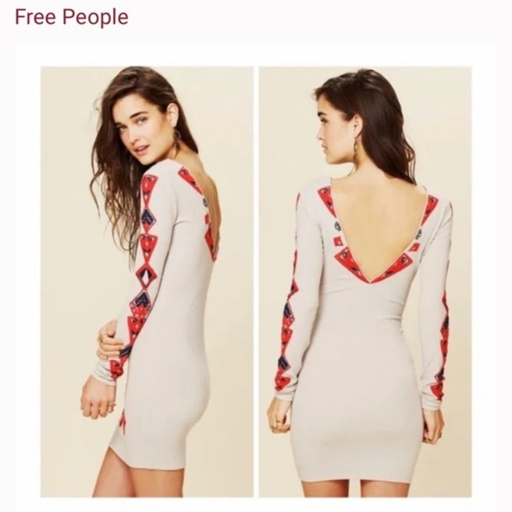 Free People Open Back, Aztec Design, Body Con Dress, Small